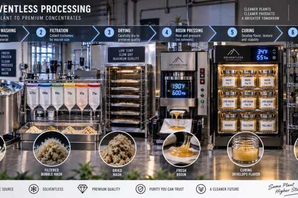 Solventless post-harvest workflow from hash washing to curing and storage